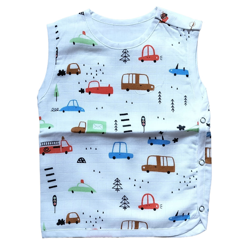 Premium Muslin Side-Snap Book Jabla | Bus cars print