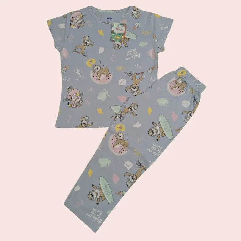 Girls Pant Set | Chipmunk in light blue