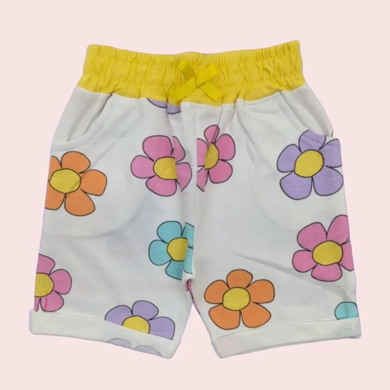 Girls Shorts | Five petal in multicolor print