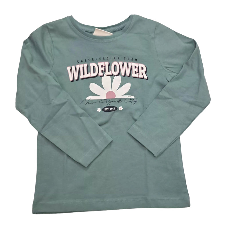 Girls Premium Full sleeve T-shirt | Wildflower in green