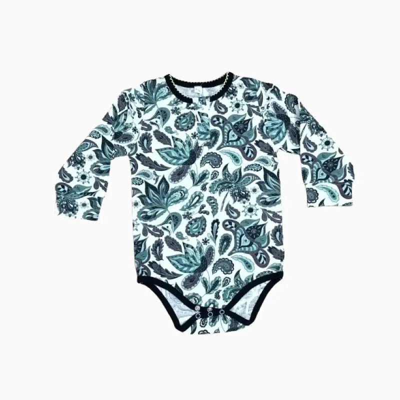 Baby Romper | Girl Baby | All over print with navy blue piping