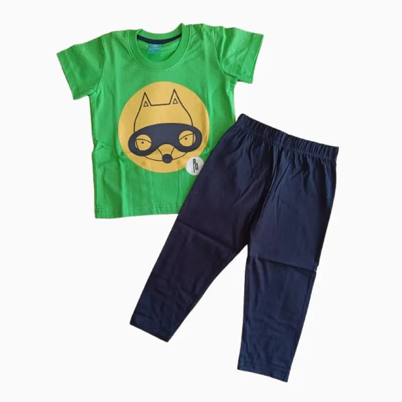 Kids full pant set| Green Batman print