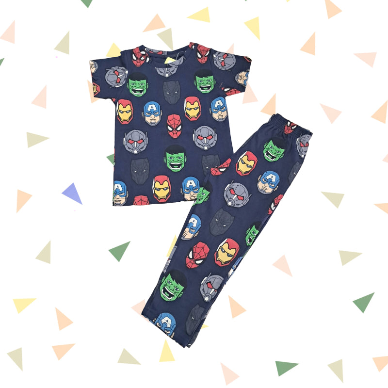 Boy Pant Set | Navy with cartoon print