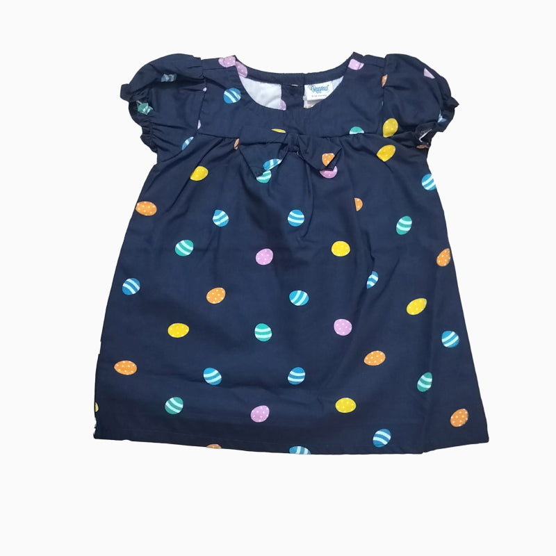Infant Frocks for girls | Navy blue with candy print