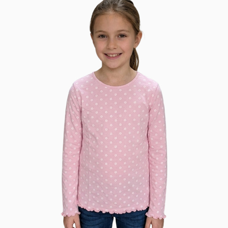 Girls Premium Full sleeve T-shirt | White flowers print