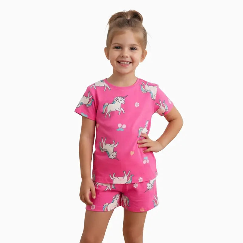 Girls Premium Shorts Set | Unicorn in pink