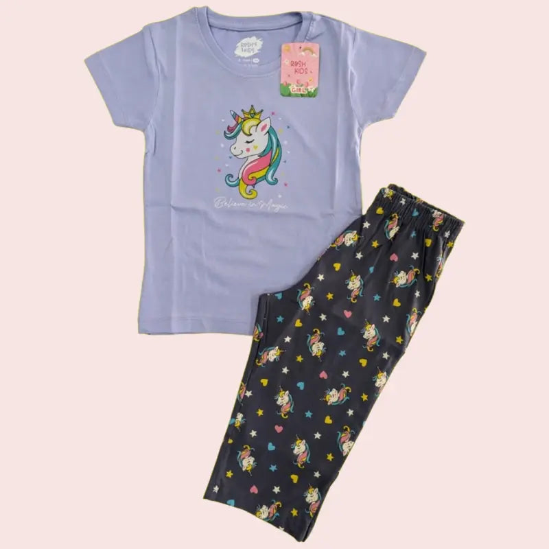 Girls Capri Set| Purple unicorn