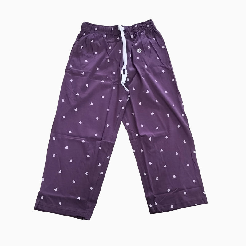 Women Capri Pant | Dark purple in white heart | CAPRIS