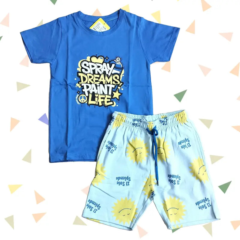 T-shirt with Shorts sets| BSET | Spray Dreams print