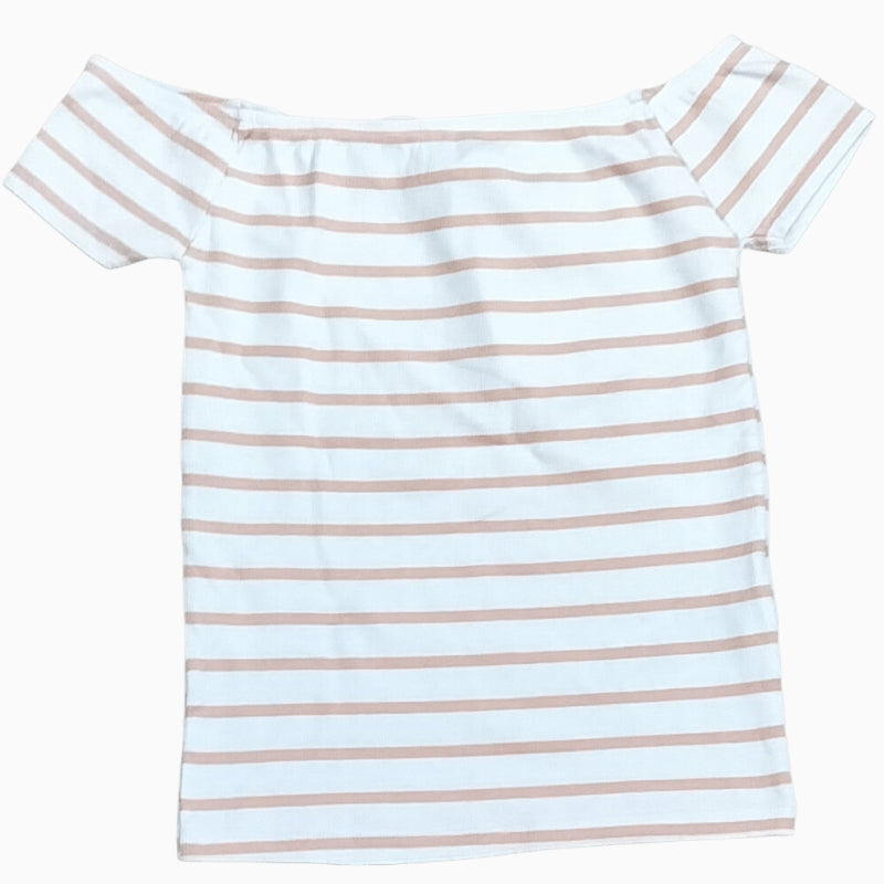 Girls Premium drop shoulder T-shirt | Horizontal orange lined