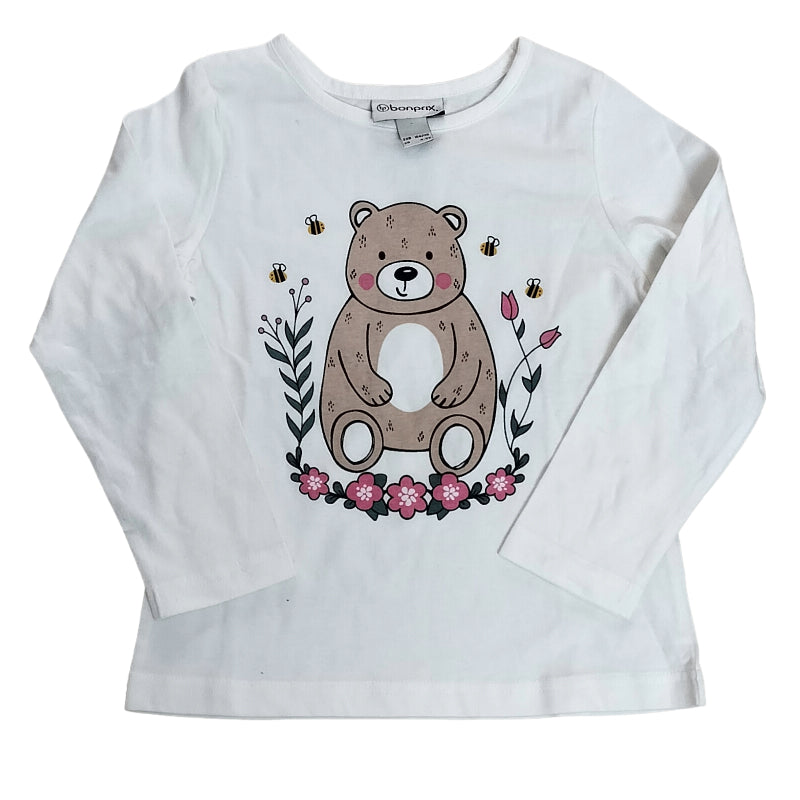 Girls Premium Full sleeve T-shirt | Teddy bear flower print