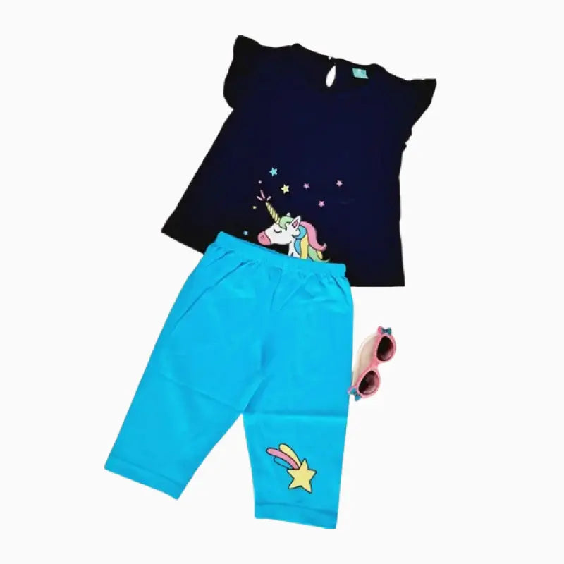 Cotton Girls Capri Sets | Unicorn set