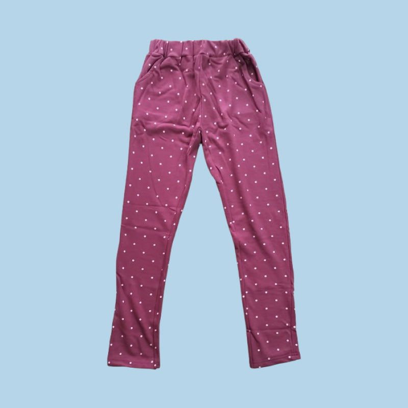 Girls Pants | White dots in light maroon