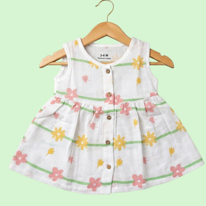 Muslin Frocks | White with small flower