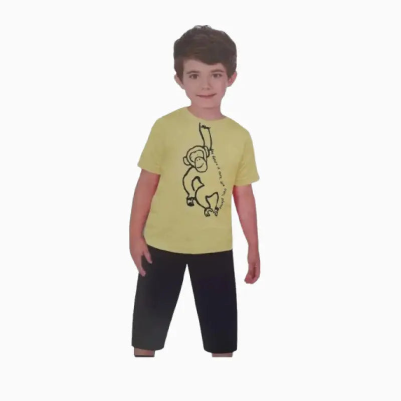 Kids Capri set| yellow monkey