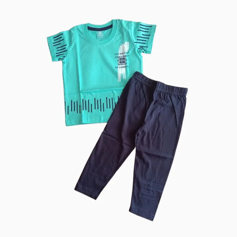 Kids Full pant set| You shut up pista green
