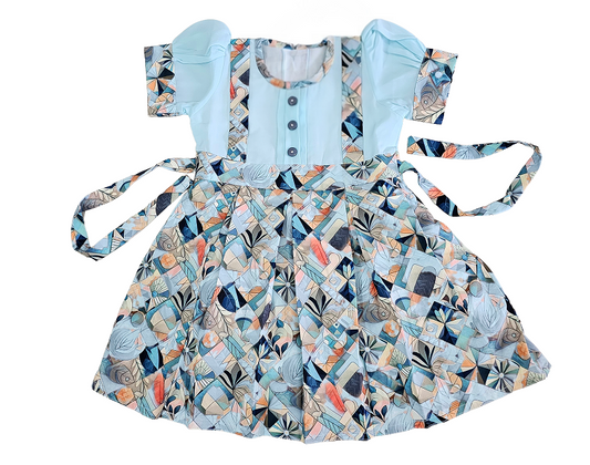 Premium Frocks | Multicolor frock Sky blue