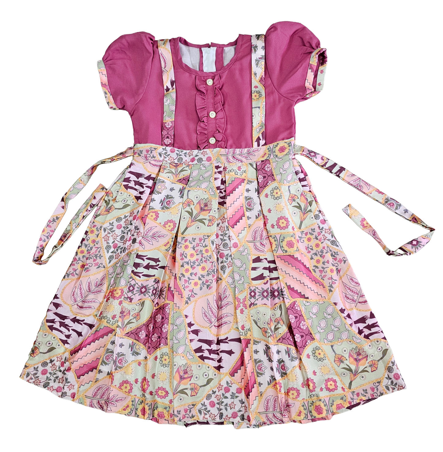 Premium Frocks | Multicolor frock pink