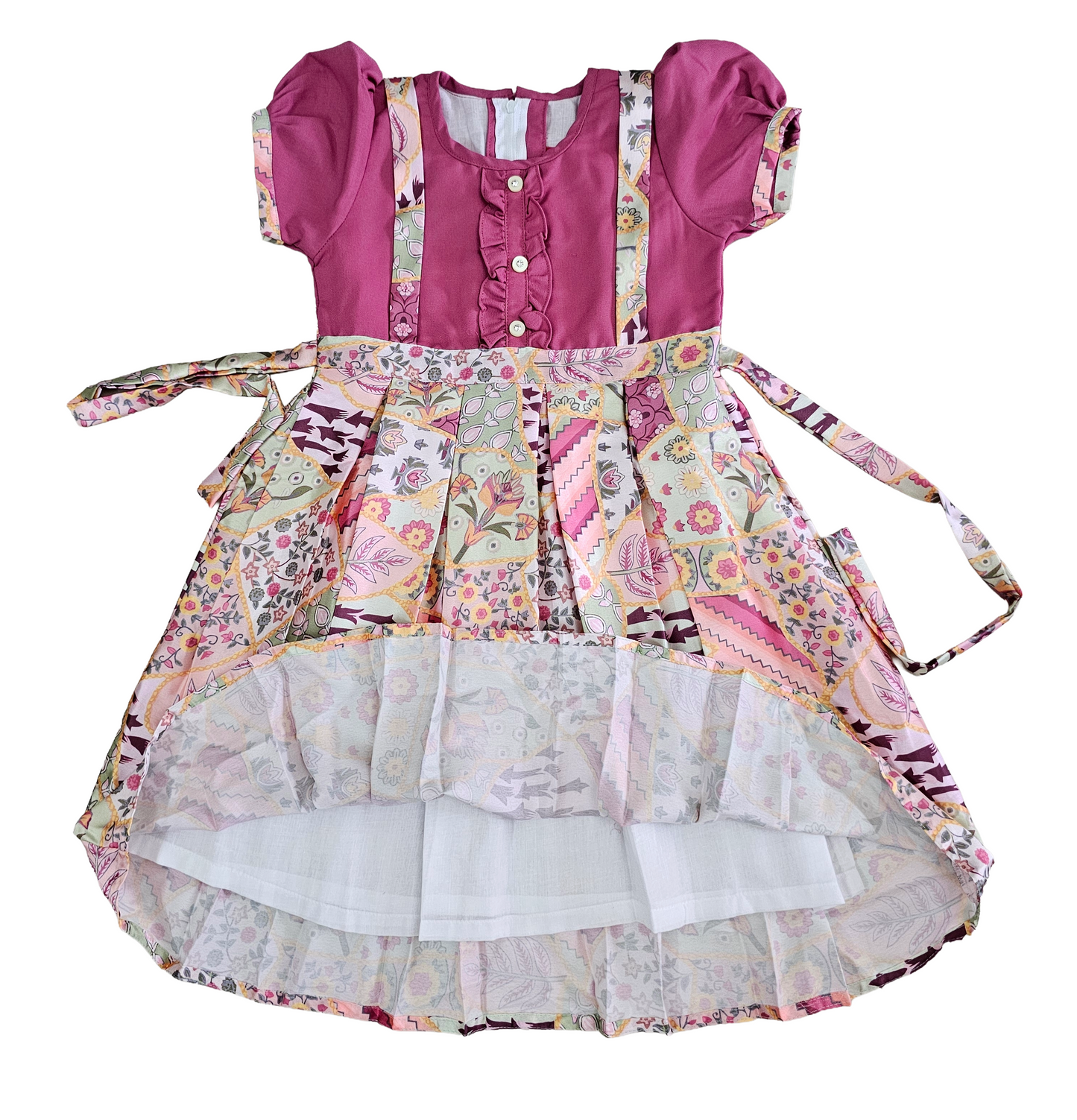 Premium Frocks | Multicolor frock pink