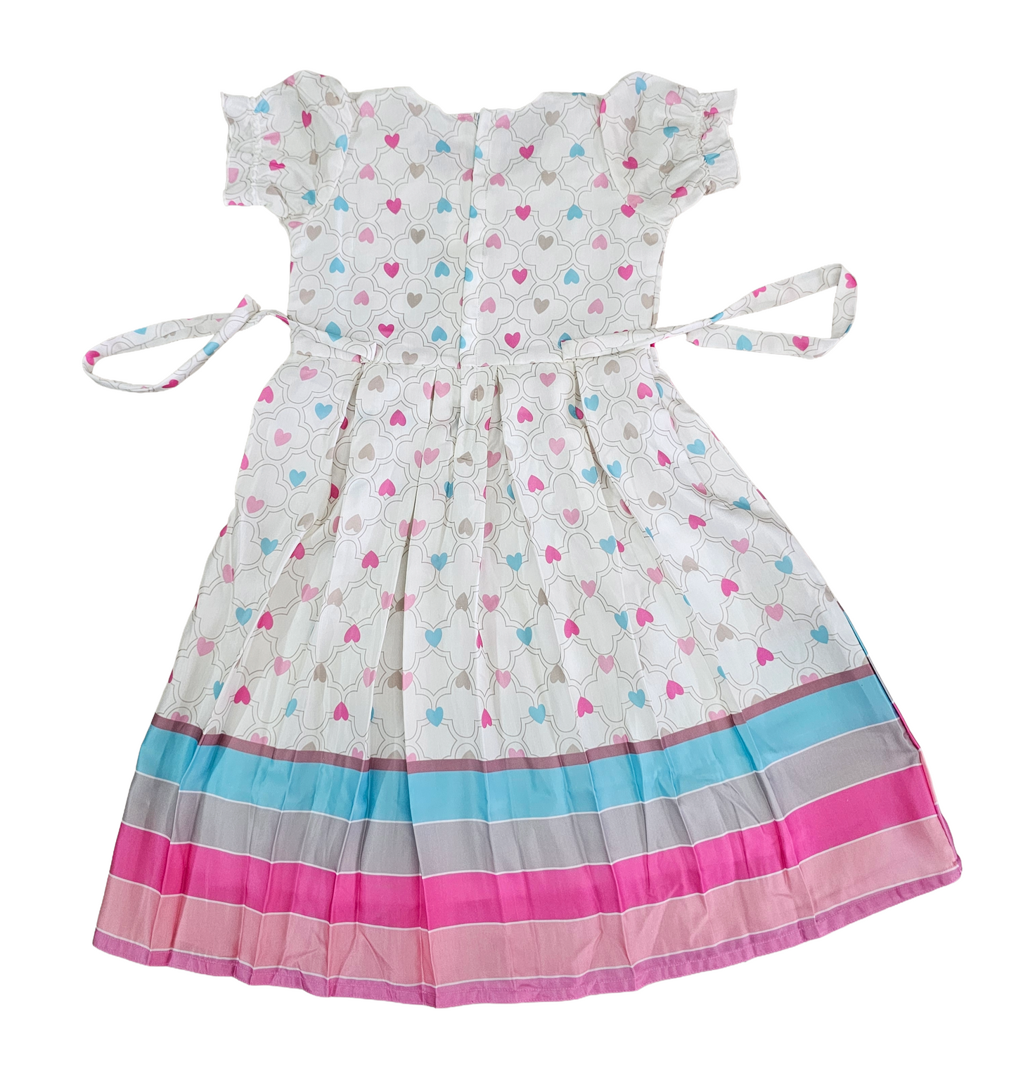 Premium Frocks | Blue pink hearts in sandal base