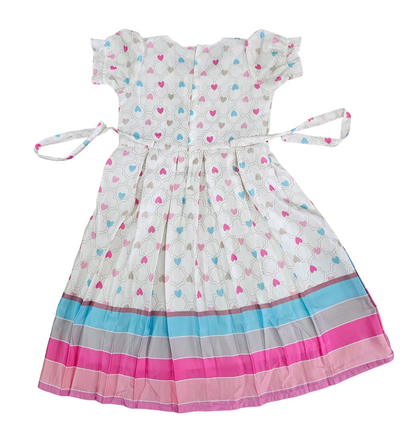 Premium Frocks | Blue pink hearts in sandal base