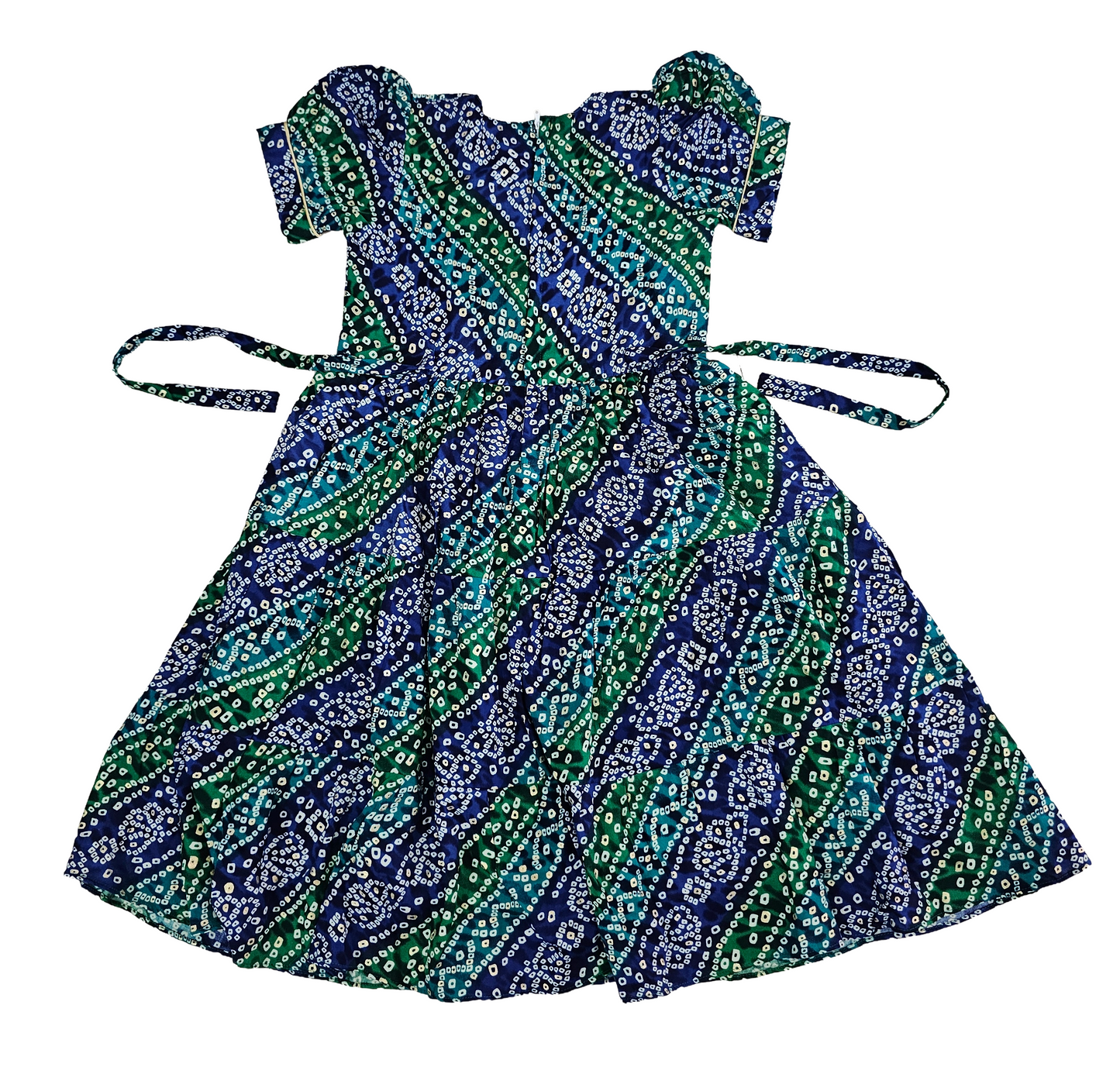 Premium Frocks | Blue Green Bhandhani print