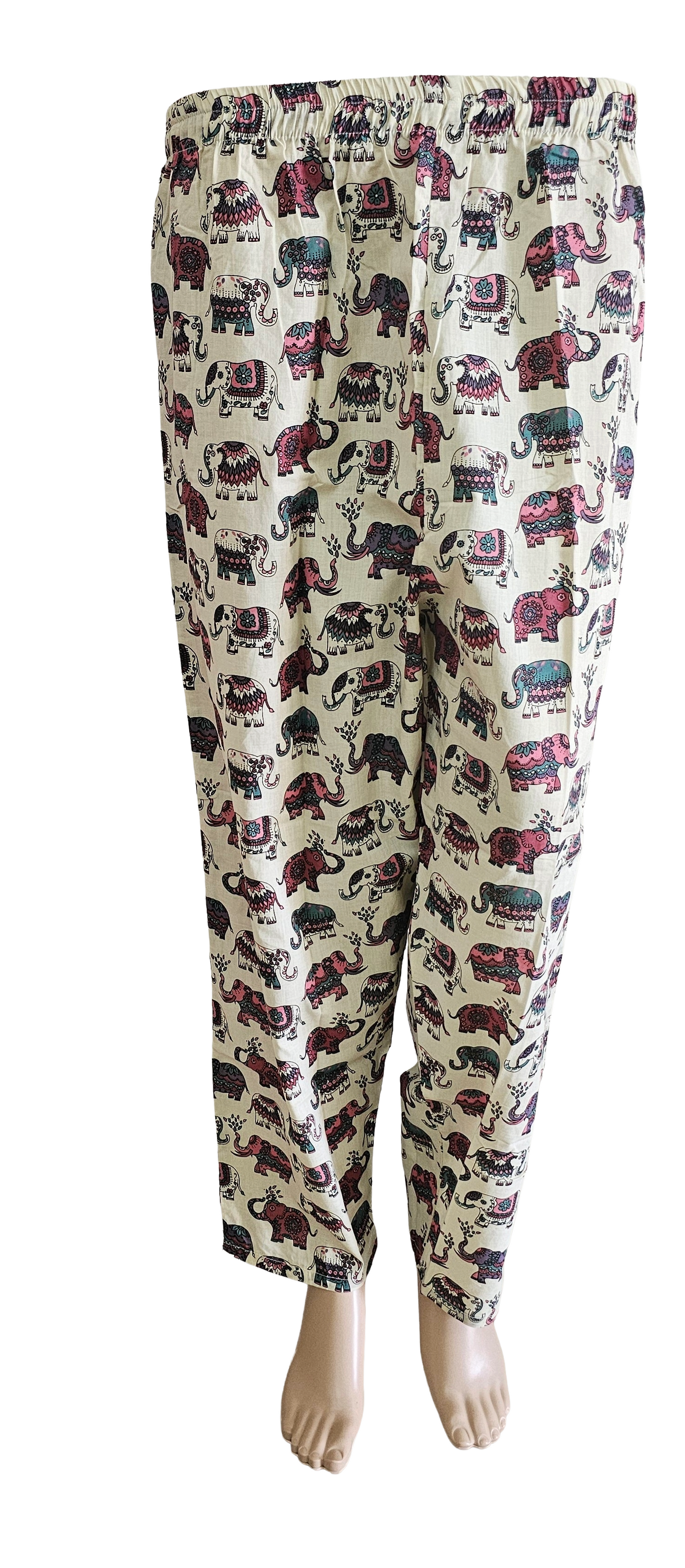 Women Sleeveless Co-Ord kurti with pant(Sleeves inside) | Elephant Motif pink and blue