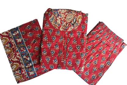 Women anarkali kurti with pant and dupatta | Kalamkaari Anarkali set