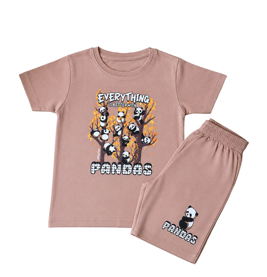 Premium| T-shirt with Shorts sets| tiedyeset | BSET |Everything is Better with Pandas