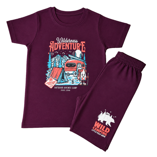 Premium| T-shirt with Shorts sets| tiedyeset | BSET |Wild Camping Little pilot