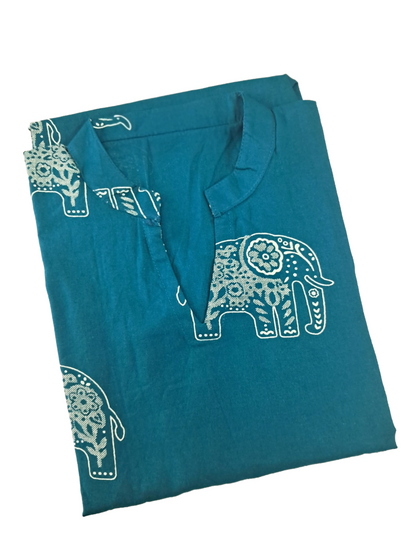 Women Kurti | Ramagreen with elephant motif| Only Kurti