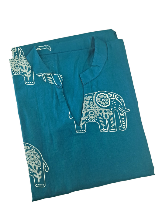 Women Kurti | Ramagreen with elephant motif| Only Kurti