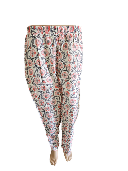 Women kurti with pant and dupatta | Off White floral prints kurti with Lining | Neck Pattern 1 | B4008