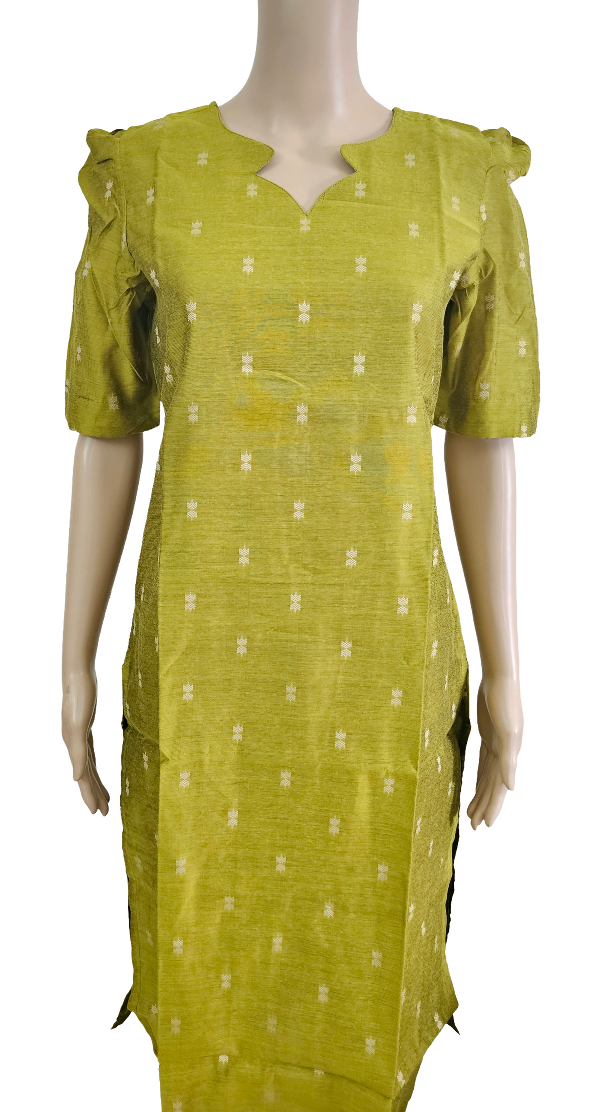 Women kurti with pant and dupatta | Straight cut green with navy blue (Neck pattern 2) l silkcotton