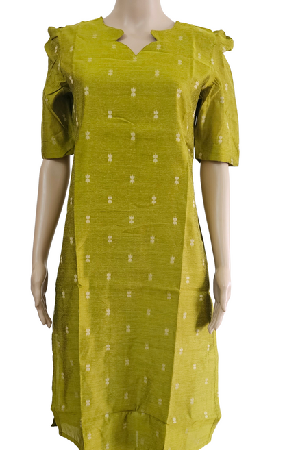 Women kurti with pant and dupatta | Straight cut green with navy blue (Neck pattern 2) l silkcotton