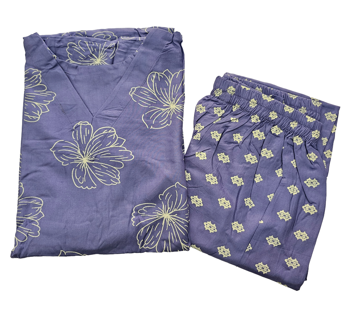 Women’s Liva Rayon Kurti & Pant Set | Daily Wear | Lavender floral top with pant