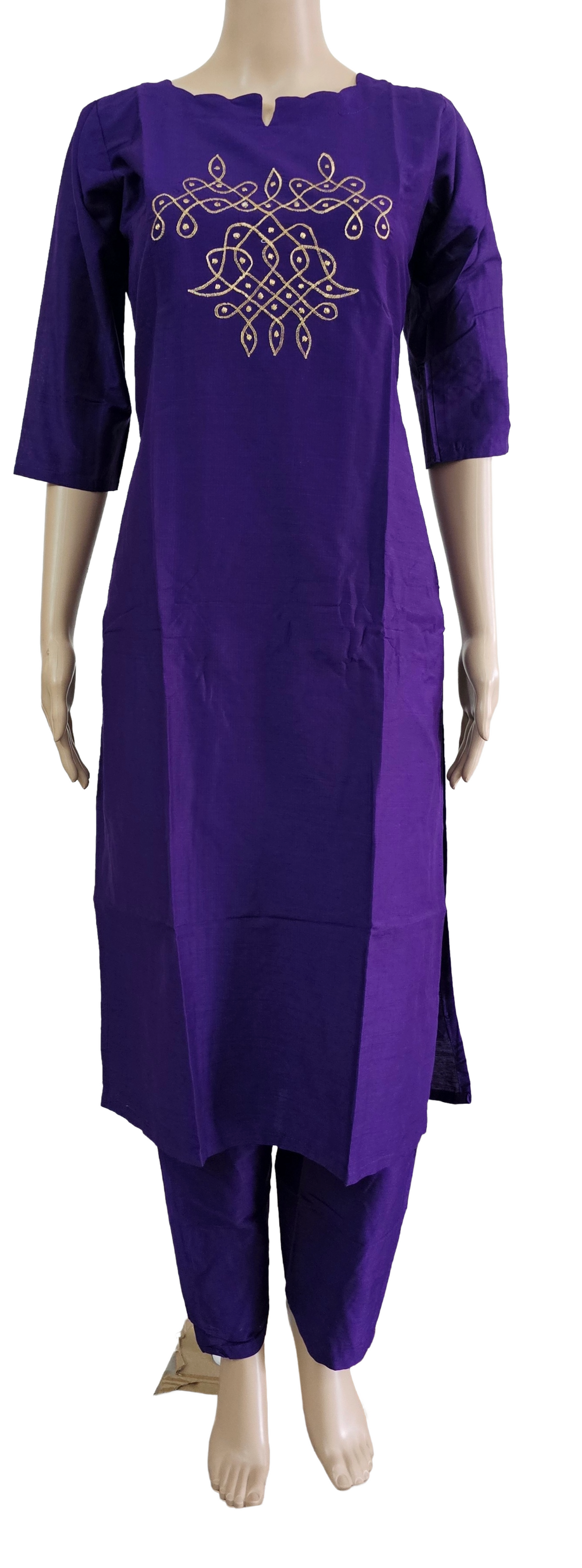 Women kurti with pant| Straight cut | Light Purple rawsilk set💜| B4015