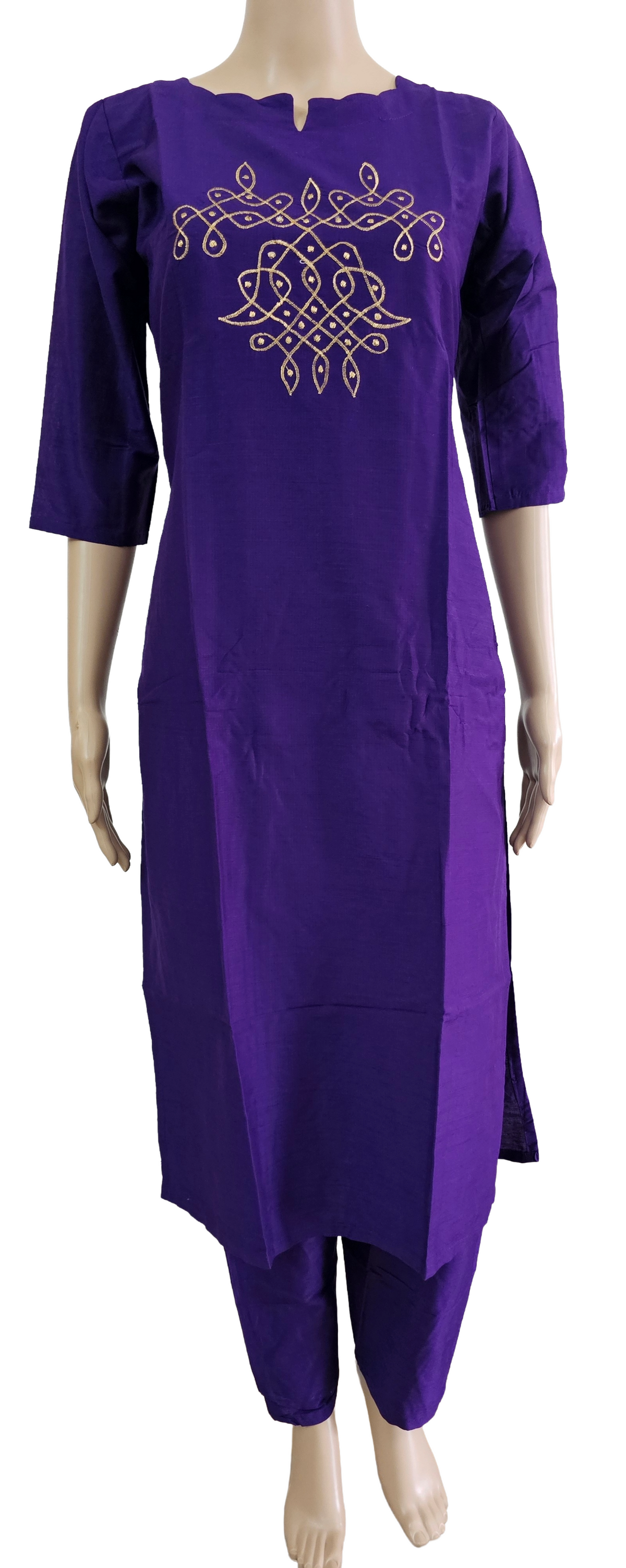 Women kurti with pant| Straight cut | Light Purple rawsilk set💜| B4015