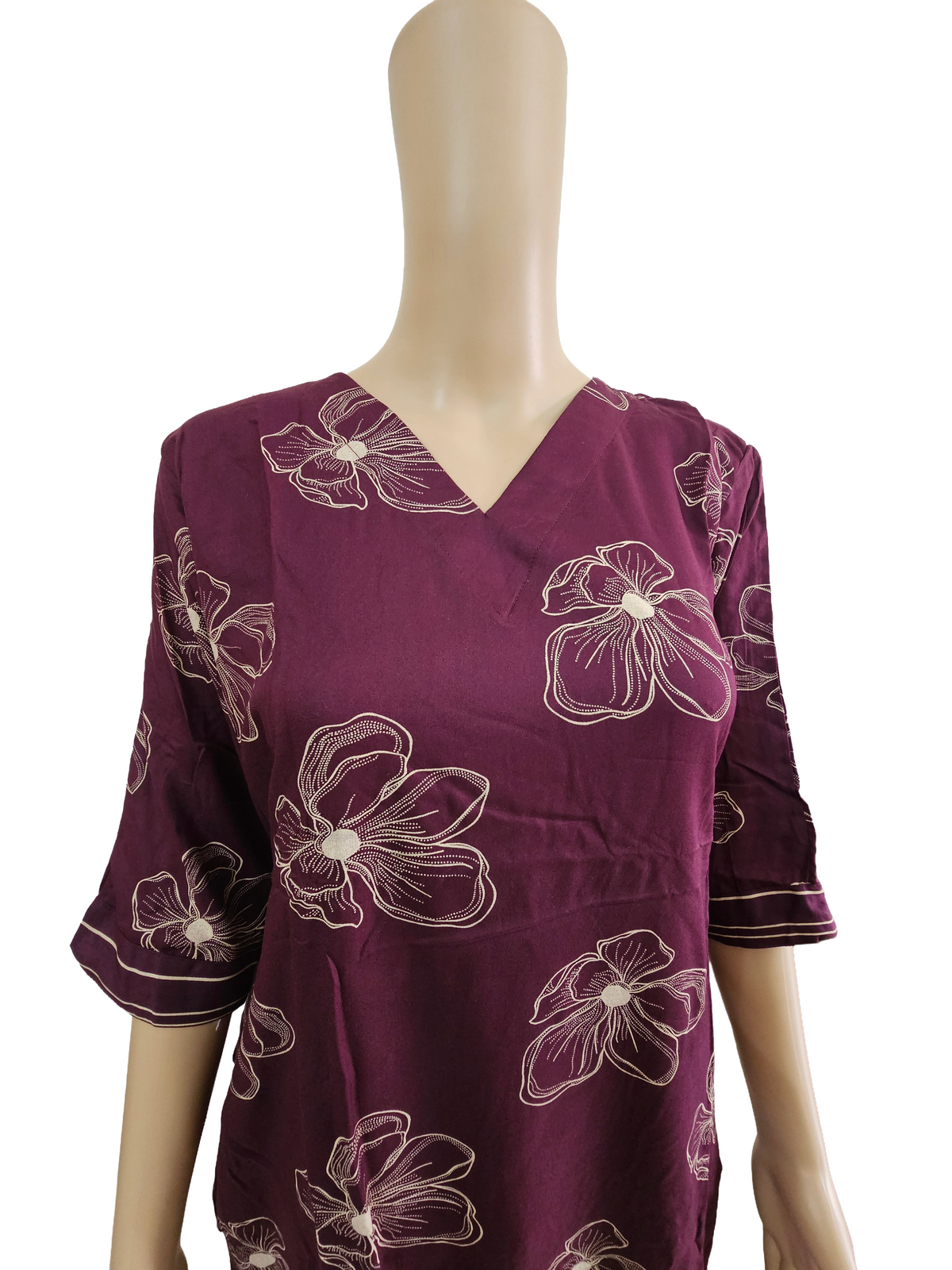 Women’s Liva Rayon Kurti & Pant Set | Daily Wear | Dark Wine floral top with pant