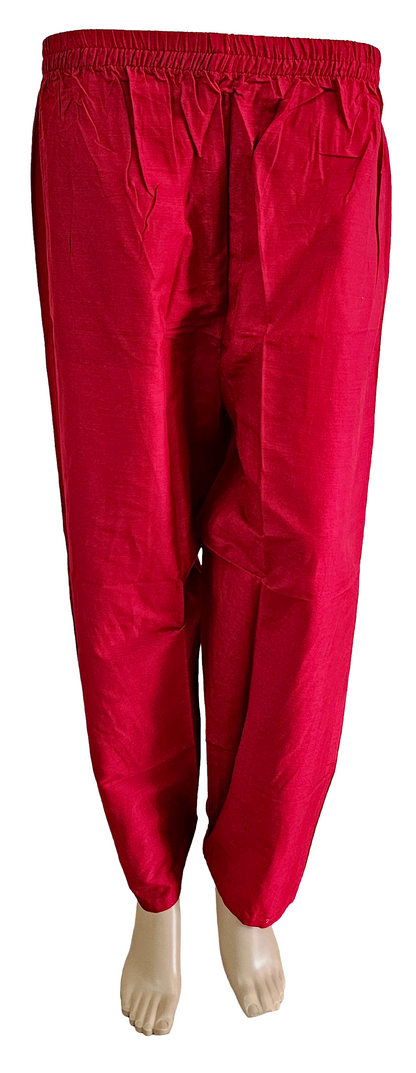 Women kurti with pant | Straight cut | Red maroon Rawsilk set | B4012