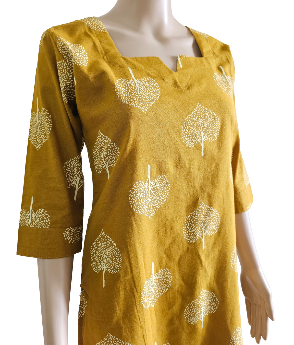 Women Kurti | Mustard with tree print | Only Kurti
