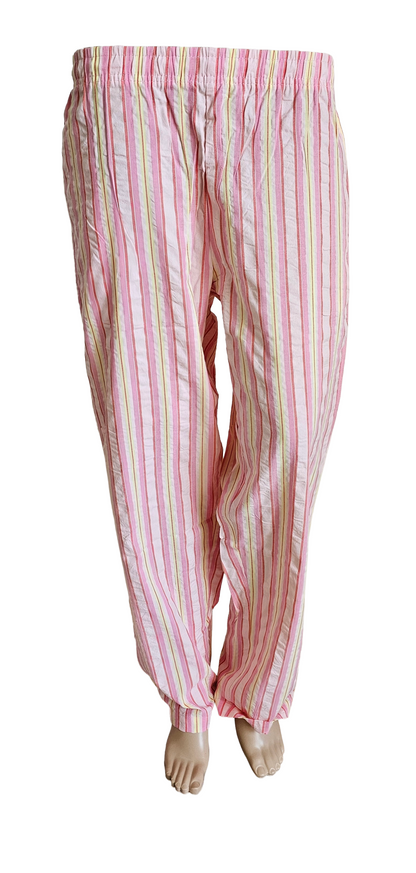 Women Collared Co-ord shirt Pant set | Pink and yellow striped