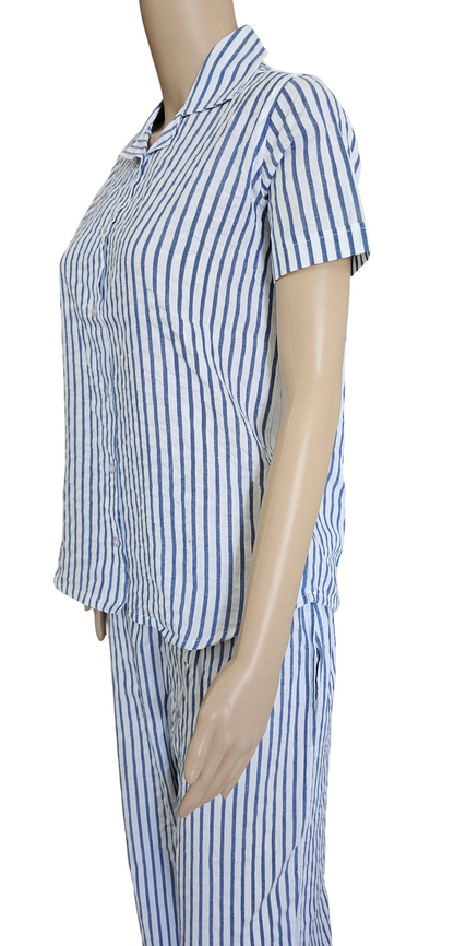 Women Collared Co-ord  shirt Pant set | Bluelines in white