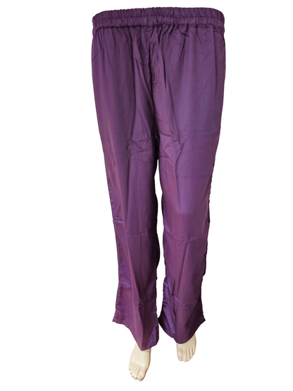Women kurti with pant and dupatta | Purple with embroidery in Gajji Silk