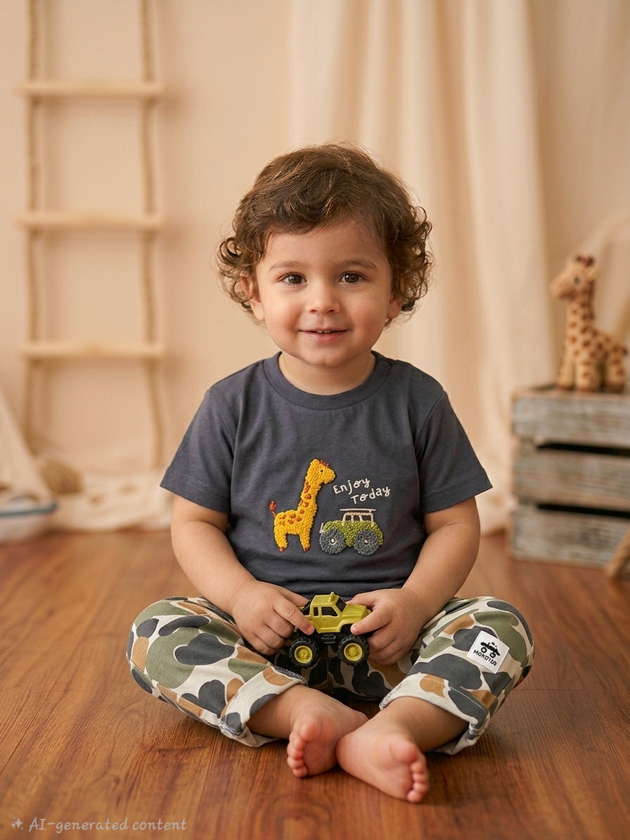 Kids full pant set | Enjoy today army print