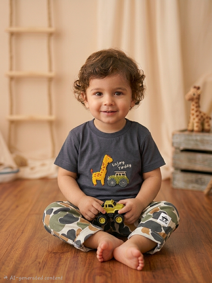 Kids full pant set | Enjoy today army print