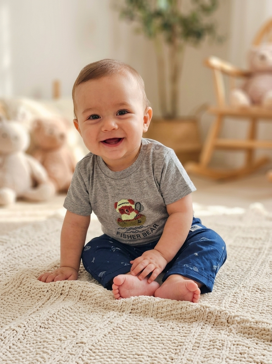 Kids full pant set | Fisherbear in grey