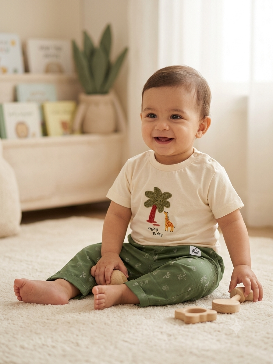 Kids full pant set | Light yellow Enjoy Today