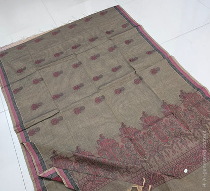 Premium Pure Kovai Cotton Saree | LT516 | Greyish Black with maroon and black  Bhutta