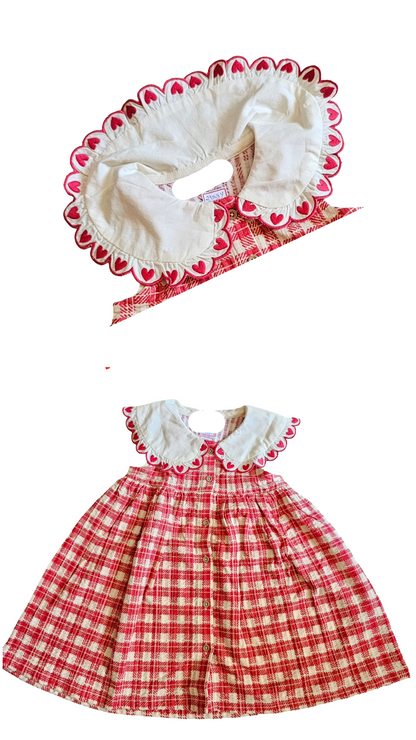 Girls Designer Frocks | Red checks and flower collar